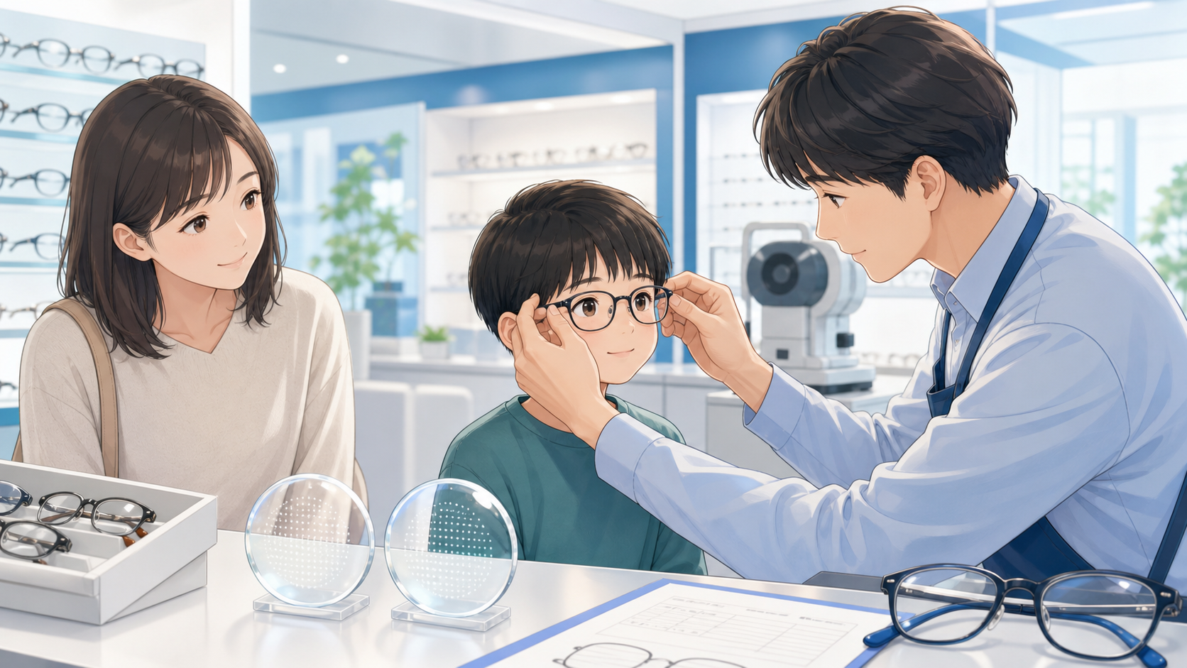 近視管理用眼鏡レンズを扱う眼鏡店を探すイメージ